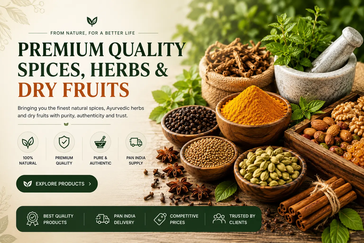 Ayurvedic Herbs, Spices, Dry Fruits & Seeds Supplier in India